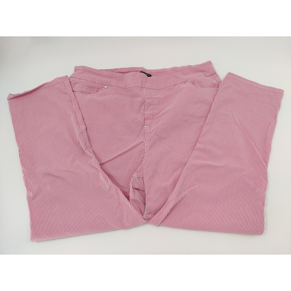Mario Serrani Italy Womens Pink Striped Pull On Stretch Pants XL/EG Wide Leg